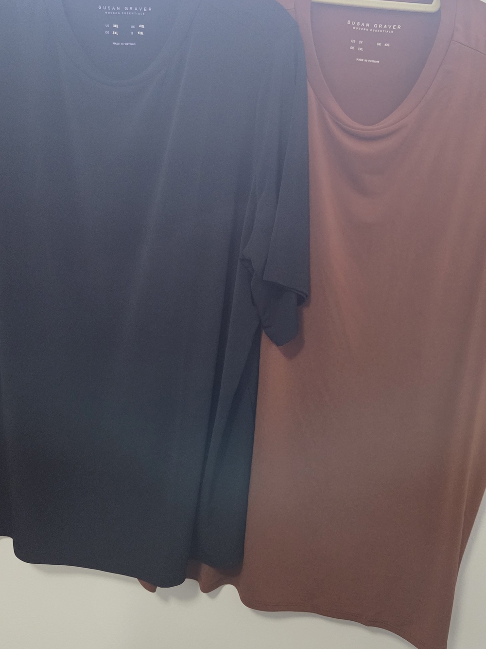Susan Graver Set Of 2 Stretch Jersey Tee - Black & Brown